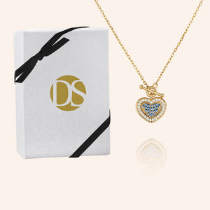 "Hearts Collide" 1.8CTW Pave Pendant Necklace - Sterling Silver / Gold Vermeil