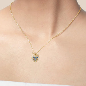 "Hearts Collide" 1.8CTW Pave Pendant Necklace - Sterling Silver / Gold Vermeil