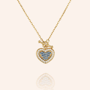 "Hearts Collide" 1.8CTW Pave Pendant Necklace - Sterling Silver / Gold Vermeil