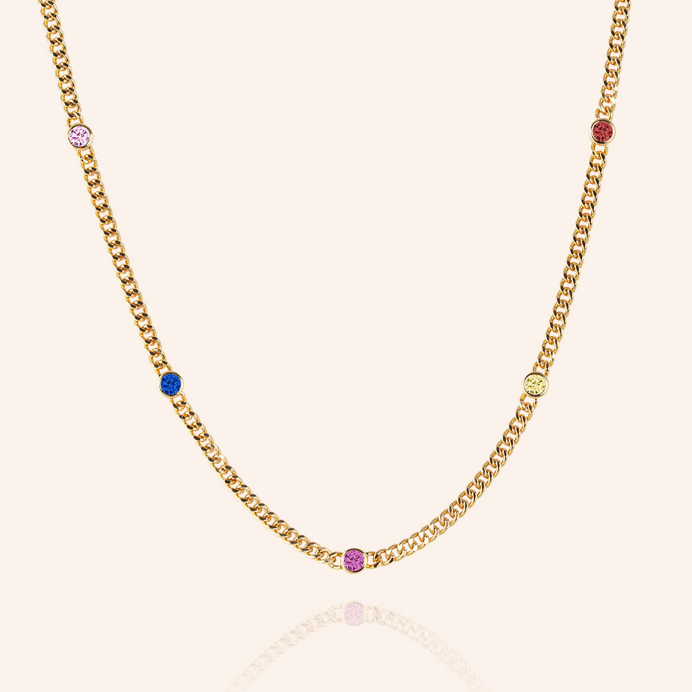 "Happy and I Know It" 1.9CTW Bezel Set Station Curb Chain Necklace