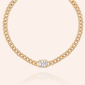 "A Million Reasons" Statement Baguette Pave Link Choker Necklace