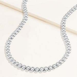 "Milestone Shine" Round Cut Bezel Set Tennis Necklace