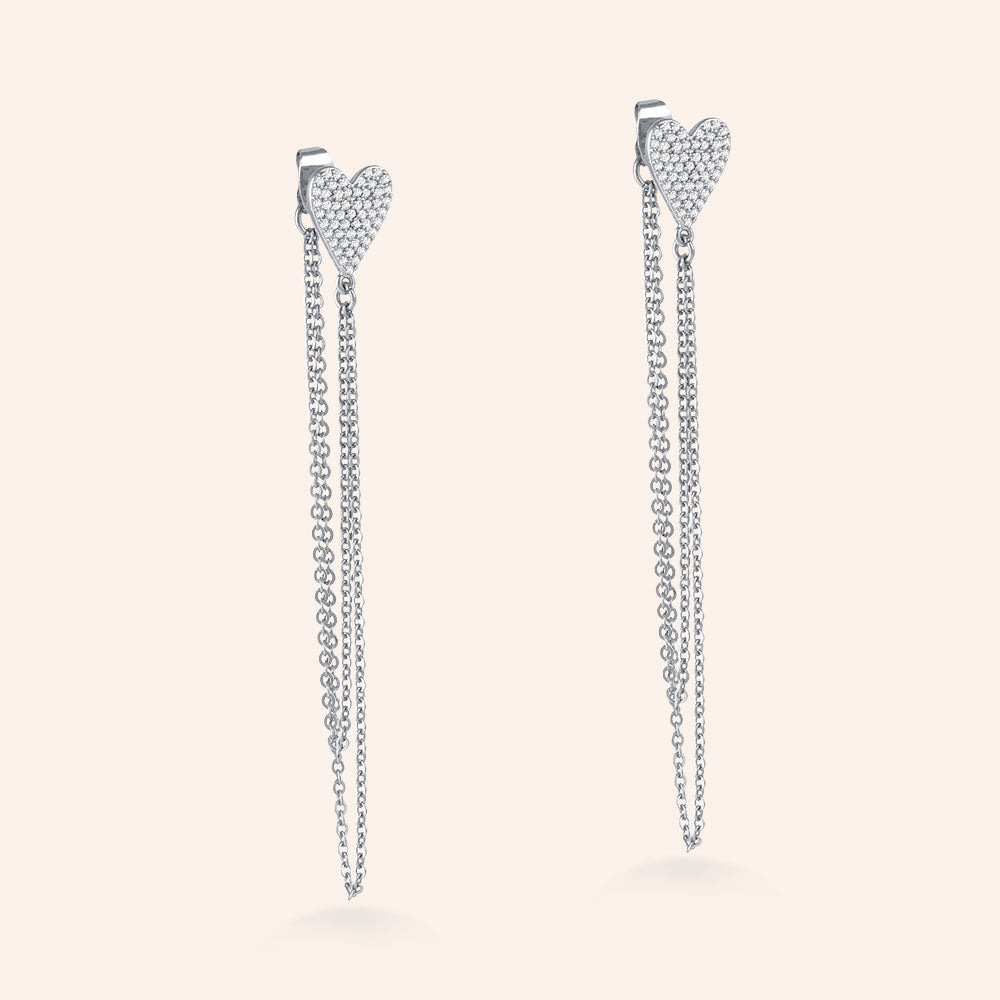 "Esme" 1.6CTW Pave Heart Front-Back Earrings