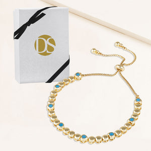 "Destiny" Bezel Set Turquoise Pull Tie Bracelet