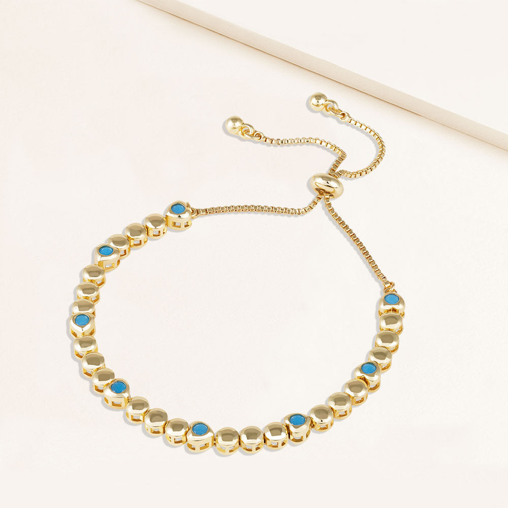 "Destiny" Bezel Set Turquoise Pull Tie Bracelet