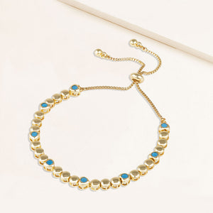 "Destiny" Bezel Set Turquoise Pull Tie Bracelet
