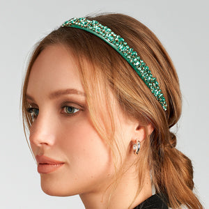 "Empress" Crystal embellishments Vegan Leather Headband