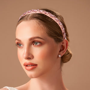 "Empress" Crystal embellishments Vegan Leather Headband