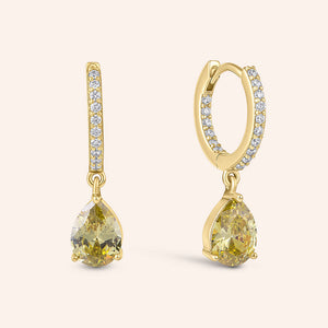 "The Charmer" 1.8CTW Pear Cut Charm Pave Hoop Earrings