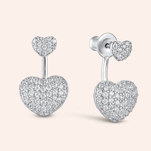 "Valentina" 2.8CTW Pave Hearts Front Back Earrings