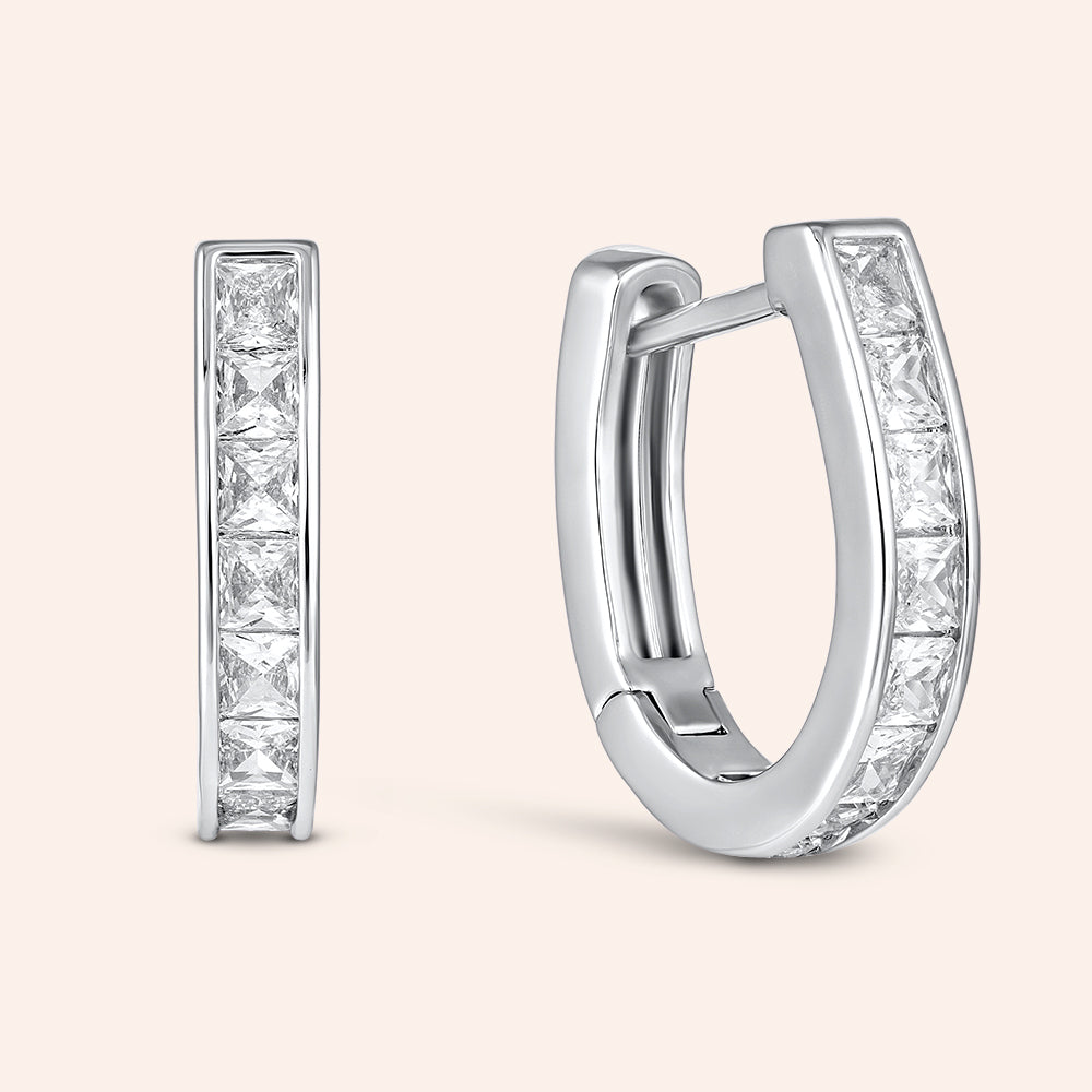 "Reggie" 3.1CTW Baguette Cut Oval Huggie Earrings