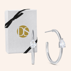 "For a Lifetime" Pear Cut Highly Polished 1" Hoop Earrings