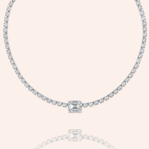 "Legend" 18.5CTW Emerald Cut Tennis Necklace