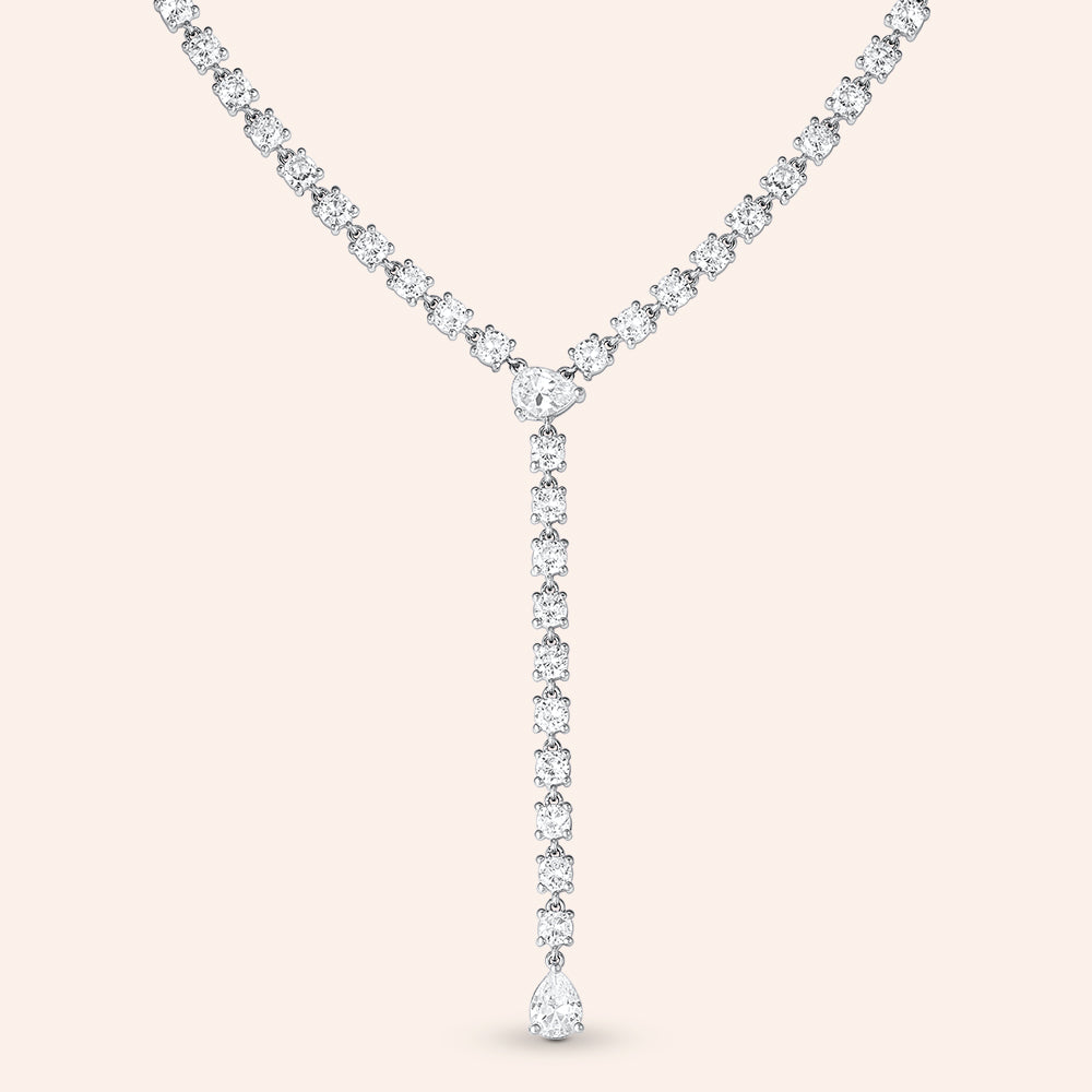 "Irene" 12.9CTW Pear & Round Cut "Y" Design Necklace