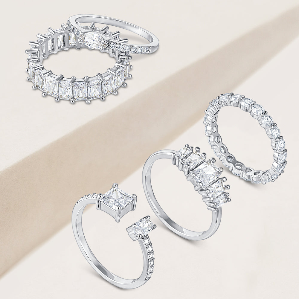 "Royal Flush" 6.7CTW Set of 5 Stackable Rings