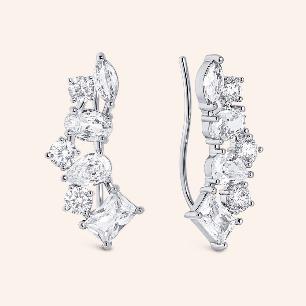 "Riley" 7.5CTW Mixed-cuts Climber Earrings