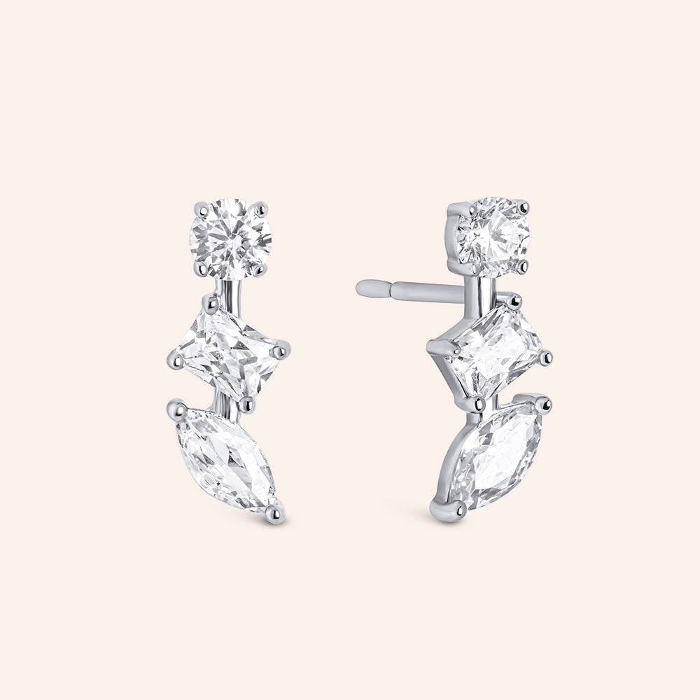 "Darcy" 1.8CTW Sterling Silver Mixed-cuts Stud Earrings