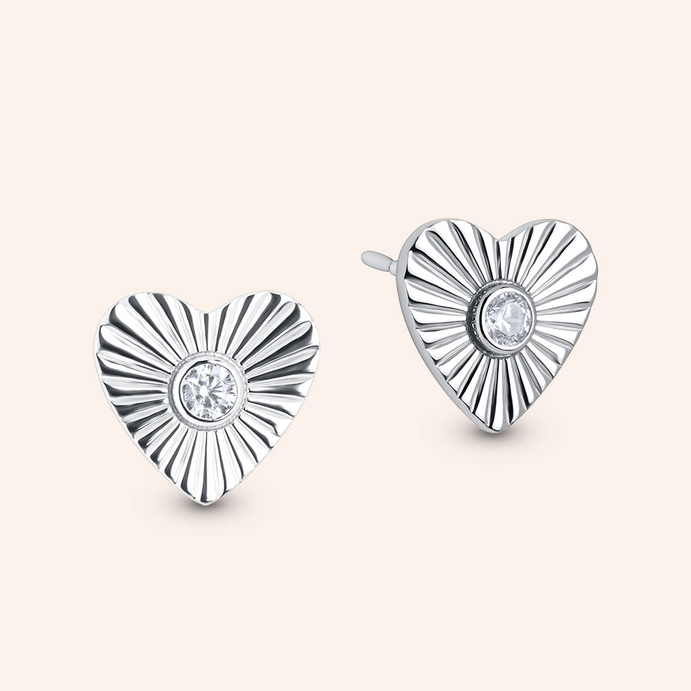 "Charmine" 0.4CTW Sterling Silver Heart Stud Earrings