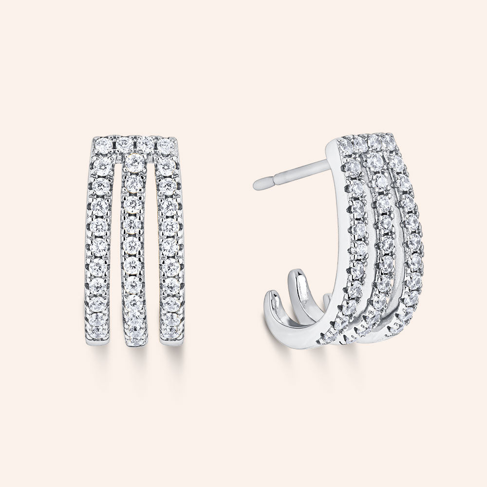 "Florence" 0.9CTW Sterling Silver Pave Stud Earrings