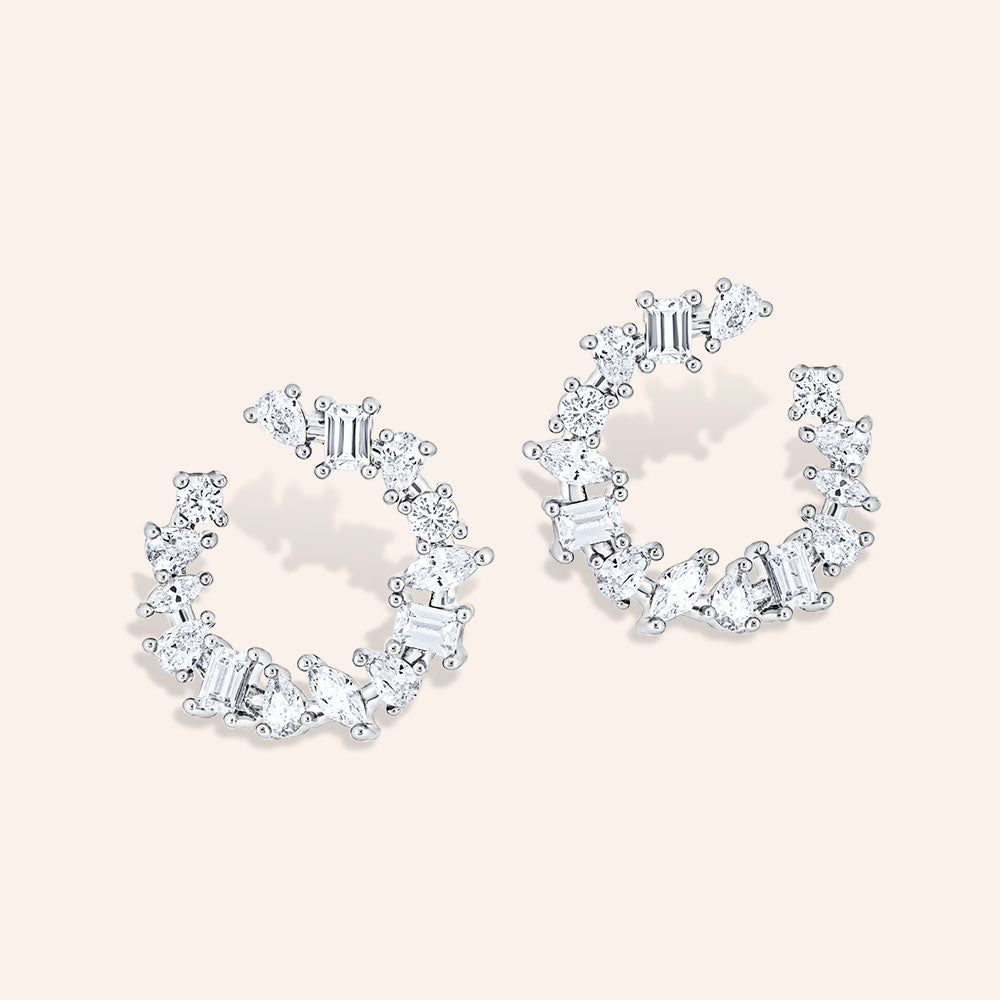 "Ice Queen" 4.5CTW Mixed-cuts 0.65" Front Back Earrings