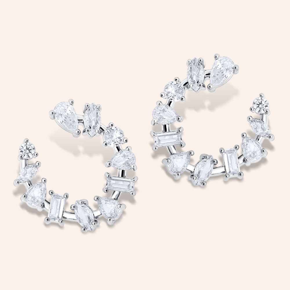 "Ice Queen" 7.6CTW Mixed-cuts 0.77" Front Back Earrings