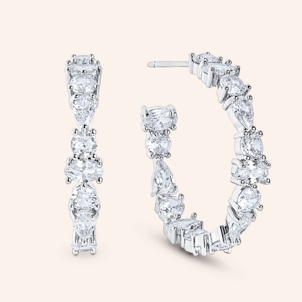 "Vivian" 10.8CTW Mixed-cuts 1" Hoop Earrings