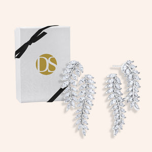 "Misty" 9.5CTW Marquise Cut Leaf Statement Earrings