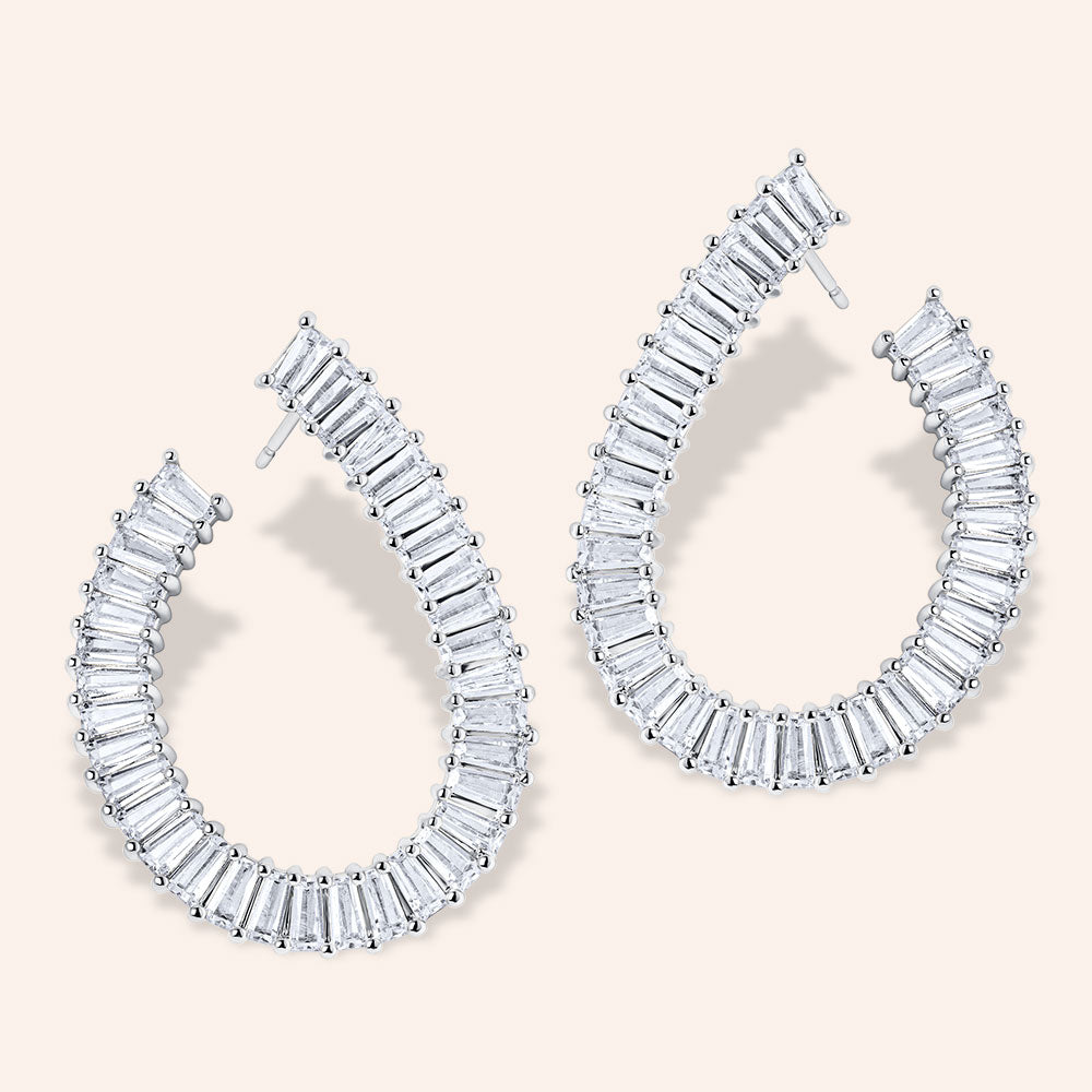 "Mirabelle" 28CTW Baguette 1.4" Front Back Earrings
