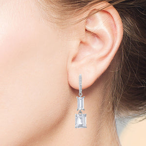 "Zoe" 12CTW Emerald Cut Dangle Earrings