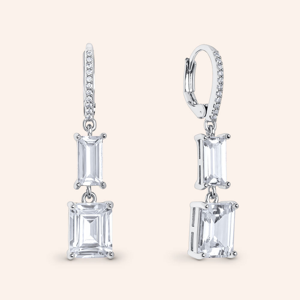 "Zoe" 12CTW Emerald Cut Dangle Earrings