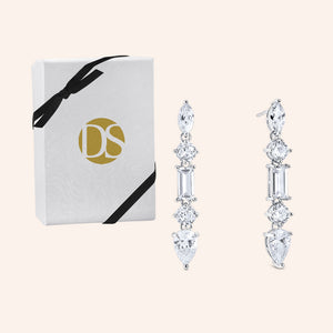 "Eva" 12.3CTW Mixed-cuts Linear Dangle Earrings