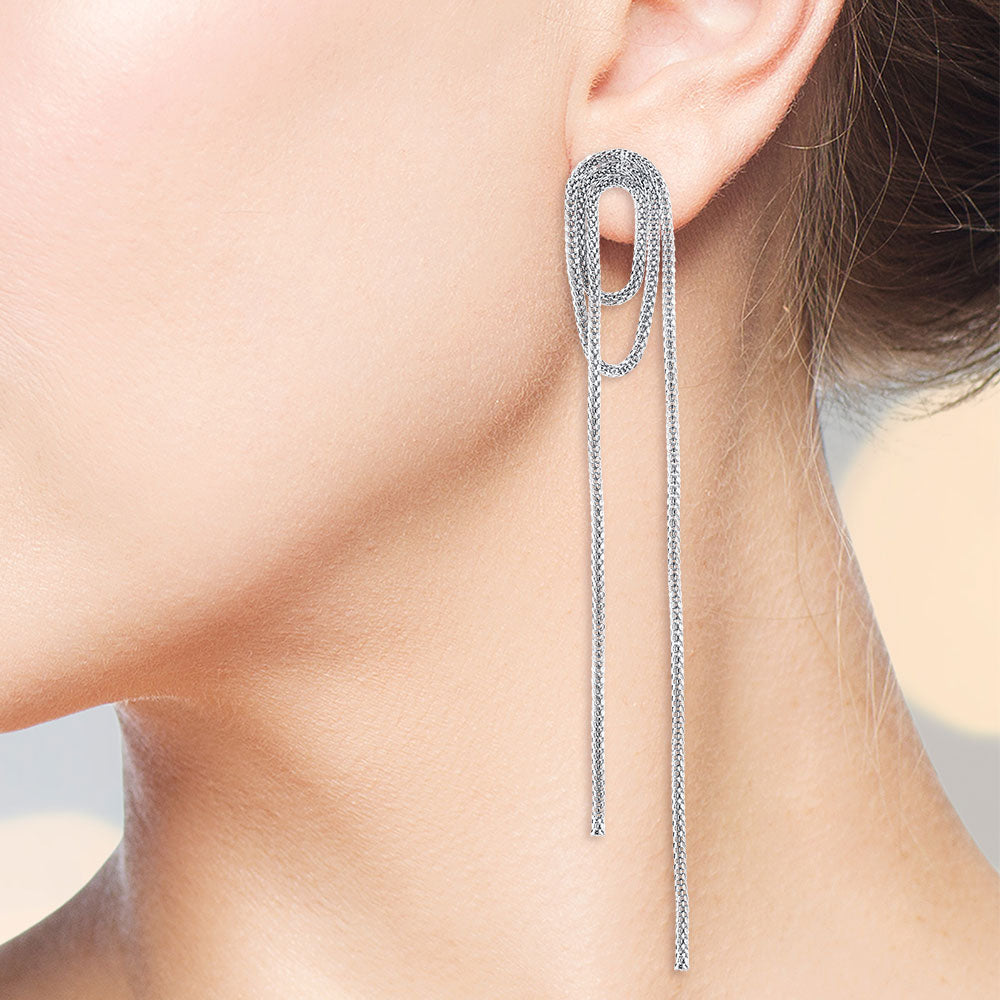 Silver Statement Chain Drop Earrings