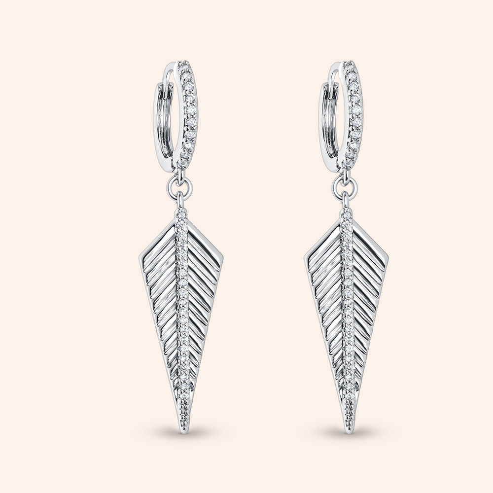 "Spiked" 0.3CTW Pave Leaf Dangle Earrings