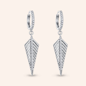 "Spiked" 0.3CTW Pave Leaf Dangle Earrings