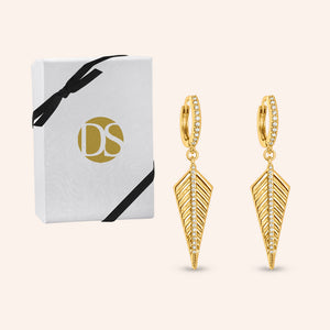 "Spiked" 0.3CTW Pave Leaf Dangle Earrings