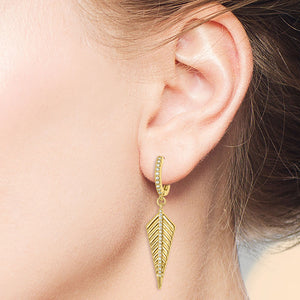 "Spiked" 0.3CTW Pave Leaf Dangle Earrings