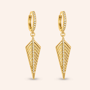 "Spiked" 0.3CTW Pave Leaf Dangle Earrings