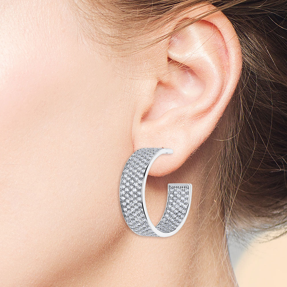 "Octavia" 13.3CTW Pave 1.3" Statement Hoop Earrings