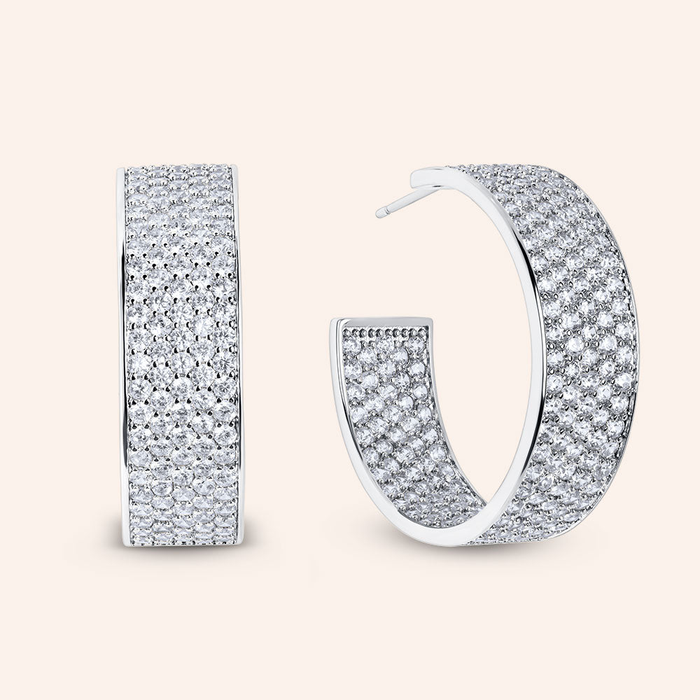 "Octavia" 13.3CTW Pave 1.3" Statement Hoop Earrings