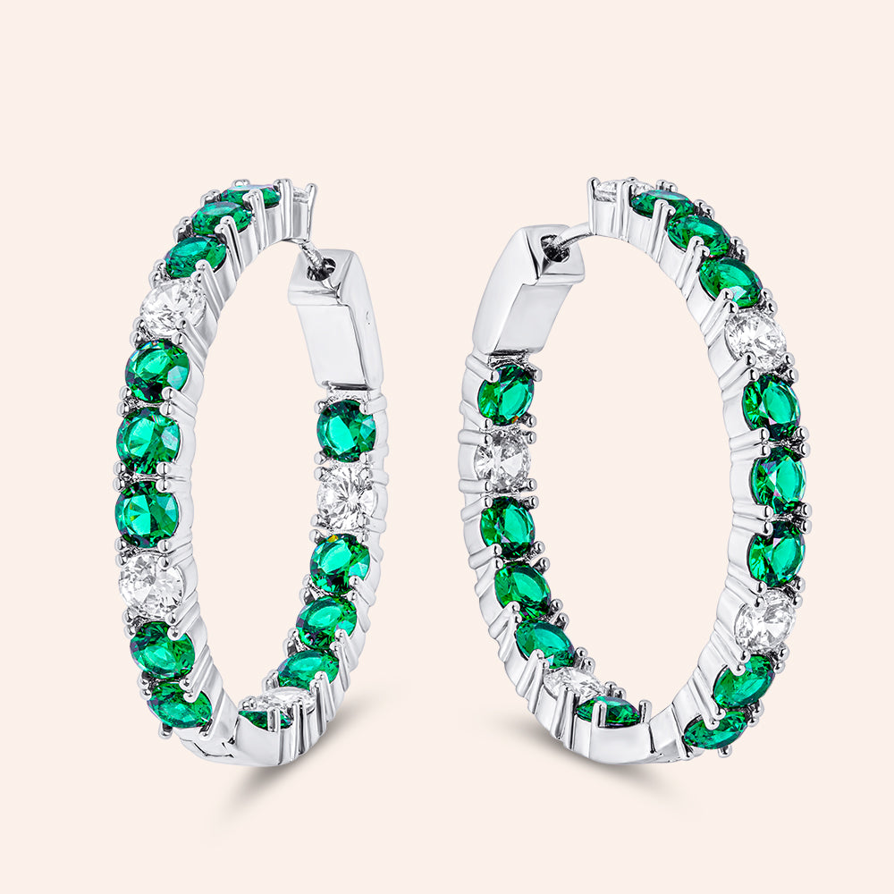 "Velvet" 15.5CTW Round Cut Inside-Outside 1.4" Hoop Earrings