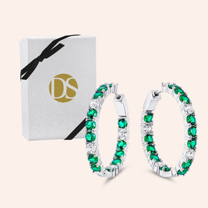 "Velvet" 15.5CTW Round Cut Inside-Outside 1.4" Hoop Earrings