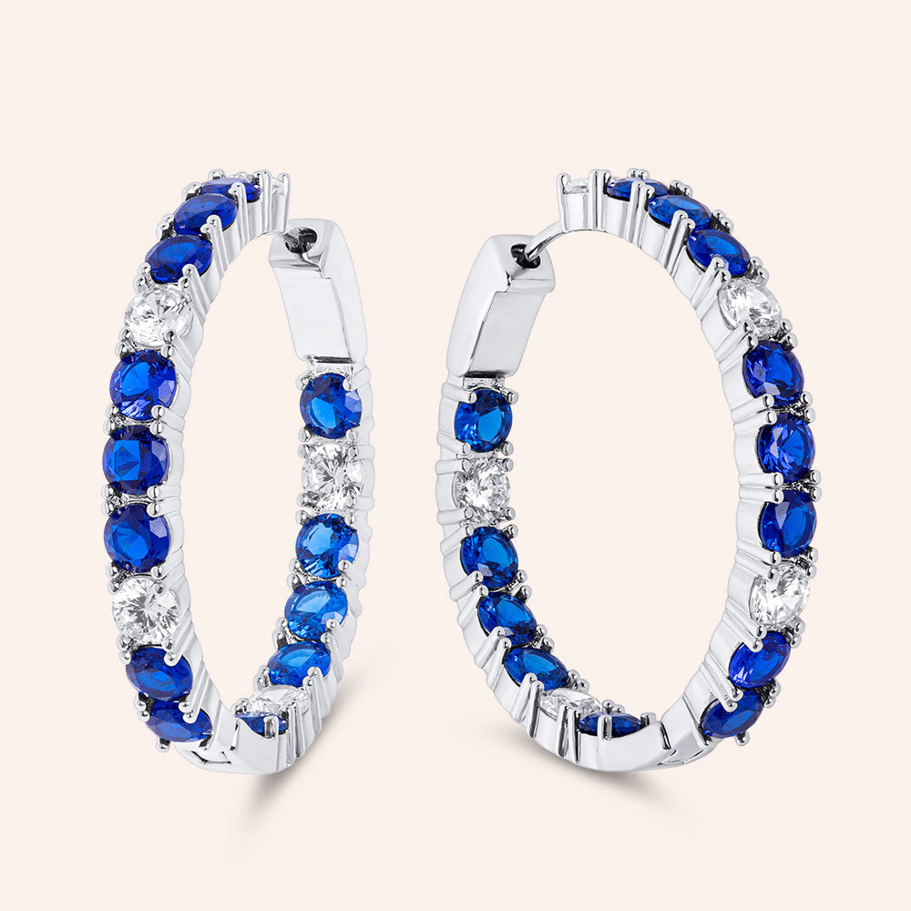 "Velvet" 15.5CTW Round Cut Inside-Outside 1.4" Hoop Earrings