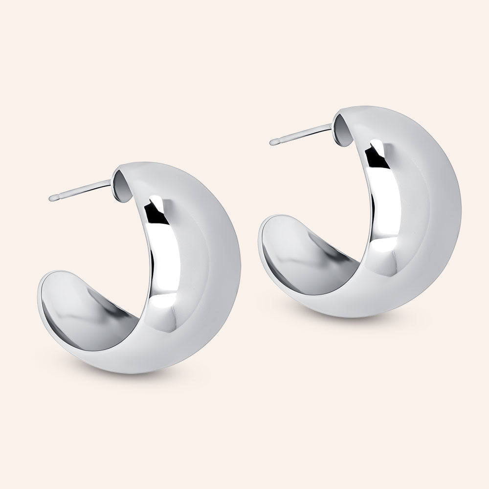 "Monaco" High Polished 1" Statement Hoop Earrings