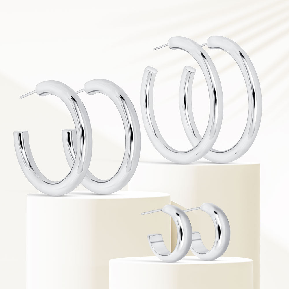 "The Solana Trio" Set of 3 High Polished Hoop Earrings