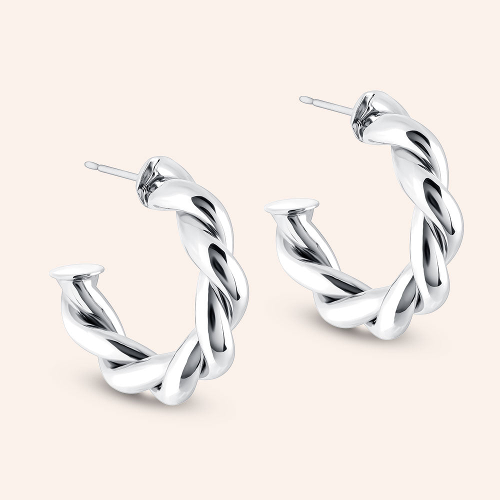 "Entangled" High Polished Twisted 1" Hoop Earrings