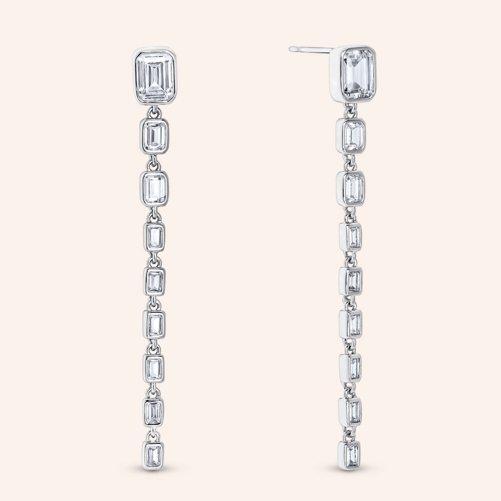 "Down the Line" 8.3CTW Baguette Linear Dangle Earrings