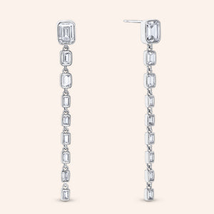 "Down the Line" 8.3CTW Baguette Linear Dangle Earrings