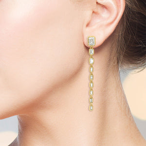 "Down the Line" 8.3CTW Baguette Linear Dangle Earrings