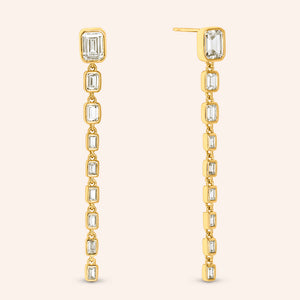 "Down the Line" 8.3CTW Baguette Linear Dangle Earrings