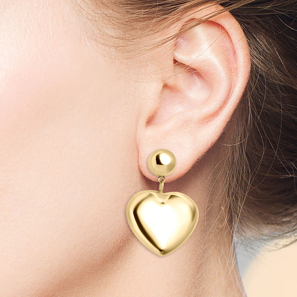 "So Charming" High Polished Heart Dangle Earrings